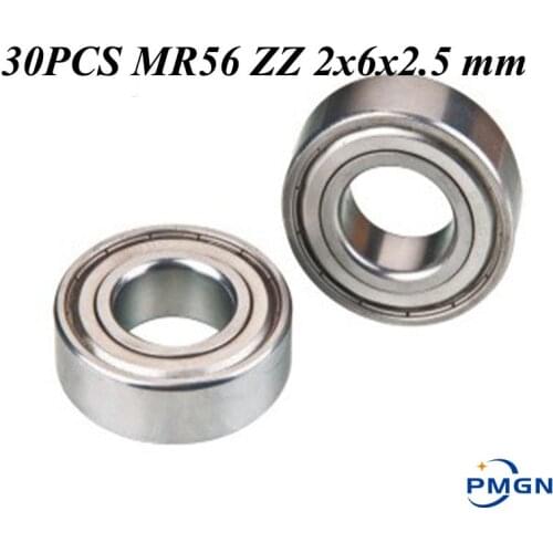 30pcs/Lot ABEC-5 MR62ZZ MR62Z MR62-2Z MR62 ZZ R-620ZZ 2x6x2.5 mm Metal seal Miniature High quality Deep Groove Ball Bearing