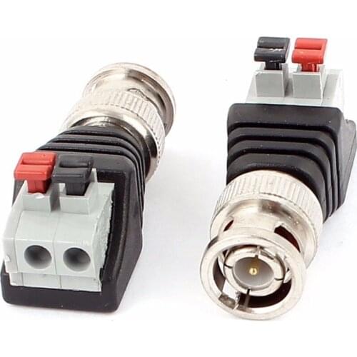 4PCS Male Coax CAT5 To Coaxial BNC Cable Connector adapter Camera CCTV Video Balun