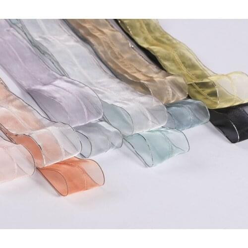 5 yards/lots Silver Edge Chiffon Striped Jumper Organza Stain Ribbon for DIY Craft Hair Accessories Bow Gift Packaging Material