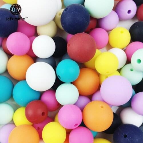 Lets Make 500pc Silicone Beads 15mm Round BPA FREE Loose Teething Chew Bead Jewelry Teether Necklace Toy DIY Jewelry Beads