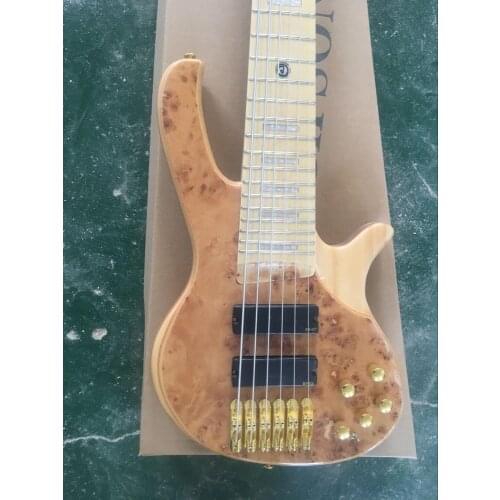 Free shipping deoliver bas gold hardware low price bass wholesale 6 string active natural bass guitar