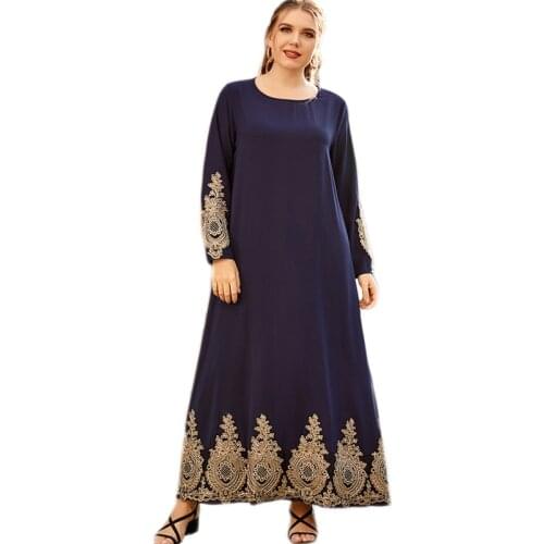Middle East Dubai Arab Abaya Ramadan Muslim Women Long Dress Appliques Kaftan Islamic Clothing Plus Size Turkish Middle East New