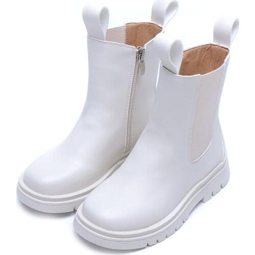 PU Leather School Boy Shoes Fashion Snow Boots 2020 Kids girls White Martin Boots Children Chelsea Boots Casual Autumn Winter