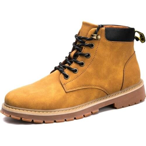 Martin Boots Mens High Help Winter Mens Rhubarb Tooling Shoes Casual Wild Cotton Plus Velvet Snow Boots Tide