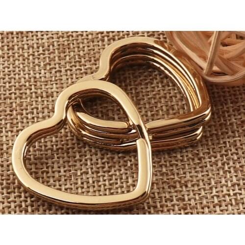 10 pcs Pale Gold Heart Split Rings Jump Key Ring chain leather key ring key chains key fob Key Rings key chain Charm Finding