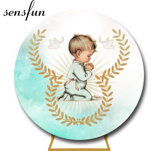 Boys Baptism Round Backdrop Mi Primera Comunión Little Baby 1st Birthday Party Photography Background For Photo Studio Circle