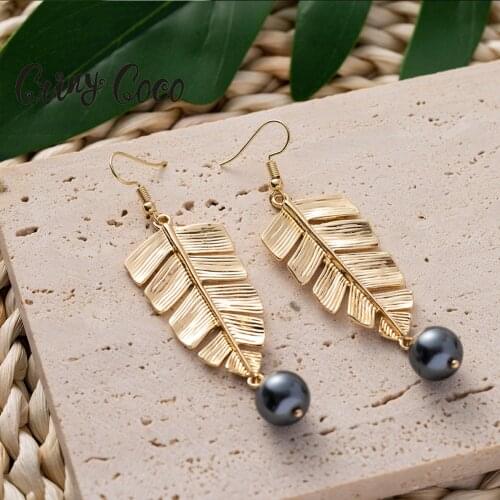 Hawaiian Fashion Pearl Earrings Gold Trendy Jewelry Earings Flower Round Dangle Drop Wholesale Jewelry for Women Gifts