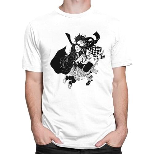 Classic Kimetsu No Yaiba Tshirt Short Sleeved Cotton T-shirt Round Collar Summer Demon Slayer Japanese Anime Manga Tee Apparel