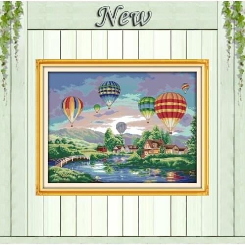 Colorful balloons,Counted Printed on canvas DMC 11CT 14CT Cross Stitch kits,needlework Sets embroidery,Nature Scenery Home Decor