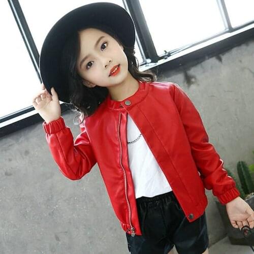 Autumn Kids Jacket PU Leather Girls Jackets Clothes Children Outwear 4T To 14T Baby Girls Clothing Coats Costume 2019 New Tops