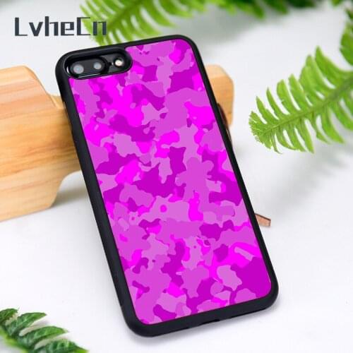 LvheCn Silicone Rubber Phone Case Cover for iPhone 6 6S 7 8 Plus X XS XR 11 12 Mini Pro Max Pink Camo design