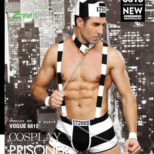 Mens Sexy Erotic Suit Nightclub Waiter Uniforms Sexy One-piece Underwear Male Prisoner Cosplay Costumes Slave BDSM Bondage Suit