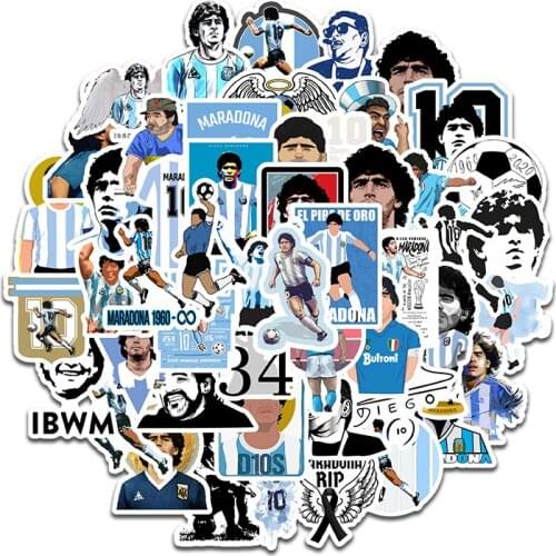 50PCS Hand of God Diego Armando Maradona Sticker DIY Motocross Skateboard Bicycle Laptop PVC JDM Luggage Football Stickers