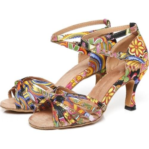 New Ladies Latin Dance Shoes Woman Dancing Shoes dance Girl Indoor Dance Shoes Jazz Ballroom Salsa shoes 2 Colors 7.5cm A249