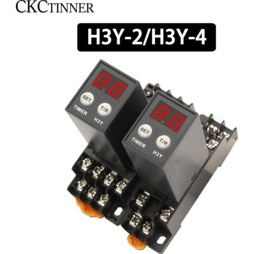 New small digital display H3Y-2/H3Y-4 time relay cycle time control delayer 12V24V220V with base socket PYF08A/14A