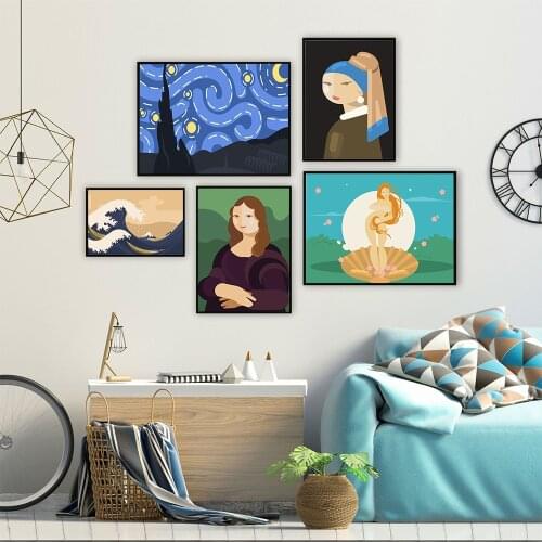 New Nordic Starry Sky Modern Living Room Art Retro Abstract Figure Poster Canvas Painting Wall Art Picture Home Decoration