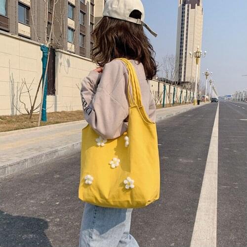 New Style Small Flower Canvas Bag Large Capacity Portable Shoulder Bag Womens Korean Fan Children INS Versatile Casual Backpack
