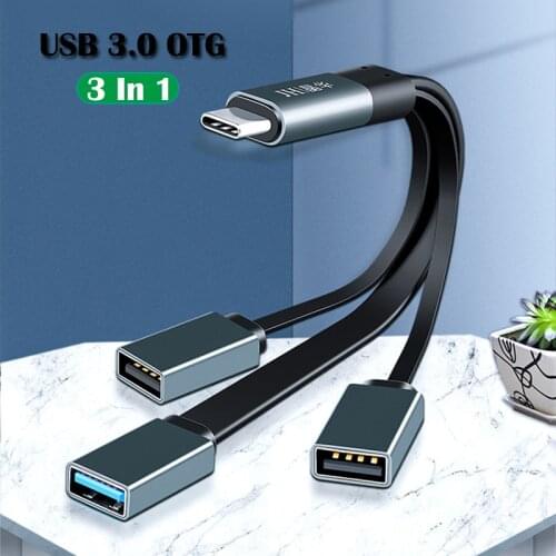 1pc USB To Type C Adapter 3 In 1 Male OTG Type C To USB 3.0 Female Cable for MacBook Huawei Samsung S9 S10 Plus Moblie Phone