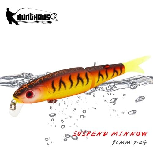 Hunthouse Magalon Minnow Fishing Lure Jointed Bait Soft Tail 9cm 7.4g Many Colors Spare Tails Best Price