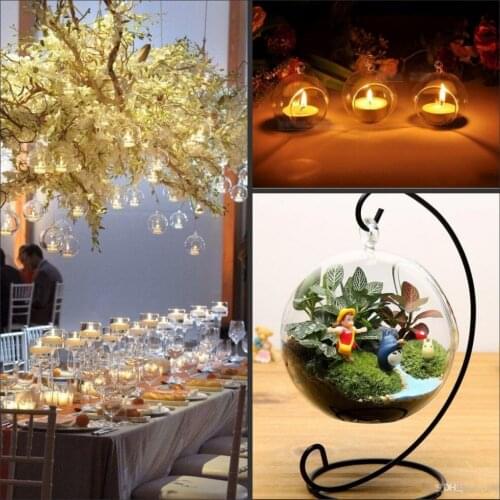 8CM 10cm 12cm 15cm Clear Hanging Glass Vase Succulent Air Planter Terrariums wedding Tealight Holders For Wedding Home Decor
