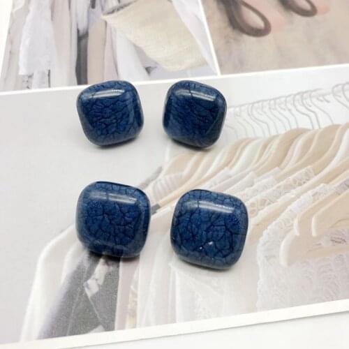Simple Navy Blue Square Resin Cute Design Stud Earrings For Women