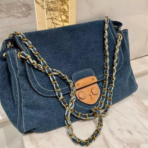 2021 New Fashion All-match Denim Retro Washed Flap Armpit Shoulder Messenger Bag Purses and Handbags Luxury Designer Sac A Main