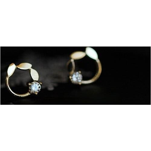 Fresh Womens Daily Wear Gold Plated Olive Branch Earrings Fashion Simple Micro Inlaid Zircon Earrings Charm Women Party Jewelry