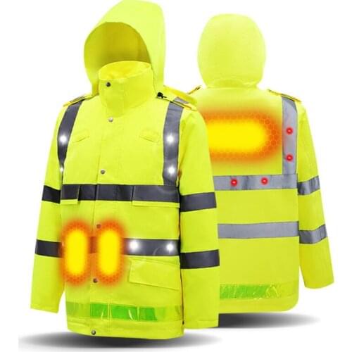 Heated Hoodies Multi-function Jacket Safety LED Flash Apparel Graphene Unisex Winter Outdoor Coat Three Levels Control Garments