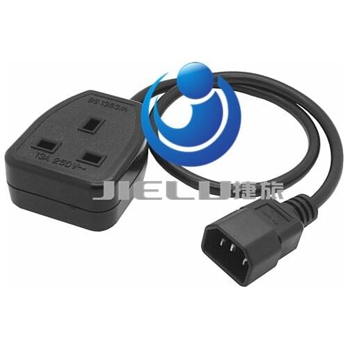 UK Power Adaptor Cord , IEC C14 Male Plug to UK 3Pin Female Socket Power Adapter Cable For PDU UPS,13A,10 pcs