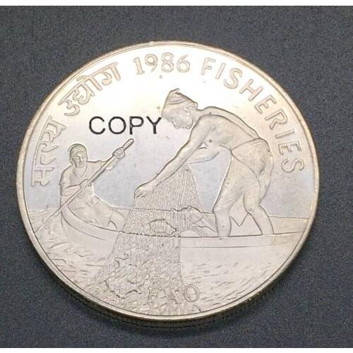 Great India Republic 1986 100 Rupees Fisheries Brass Nickel Plated Replica Coin Can Choose The Different Years
