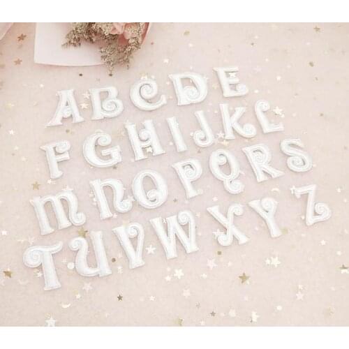 3D White English Alphabet Embroidered Patches For Clothes Bag Iron On Letters Lace Applique DIY Accessory Name Patch