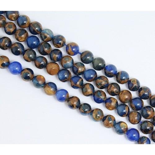 High Quality Dark blue Multi-Color Natural Cloisonne Round Stone Beads 15" 6/8/10mm