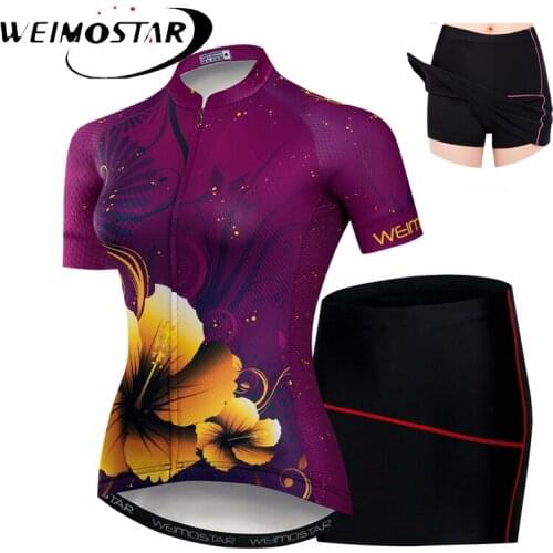 Weimostar Team Summner Womens Maillot Ciclismo Cycling Jersey Mini Dress Shorts Breathable Bike Shorts Sets