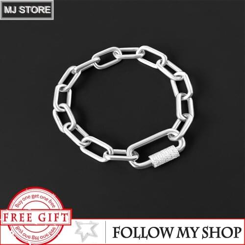 High Quality S925 Sterling Silver Lock Bracelet Simple Design Fashion Silver Color Luxury Brand Monaco Jewelry For Women Gifts