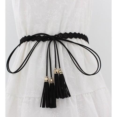 Fashion Ethnic Style Braided Belt Hollow Tassel Tie Waist Chain Boho Women Ladies Waistband Dress Accessories