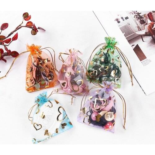 100pcs 9x12cm Colour Organza Bag Jewelry Packaging Gift Bag Christmas Engagement Candy Drawstring Bags Jewelry Present Pouches