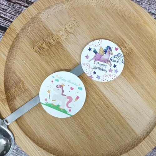 102pcs Unicorn Birthday Round Seal Sticker Adhesive Paper Label For Party Envelope Homemade Bakery Gift Packaging DIY Decoration