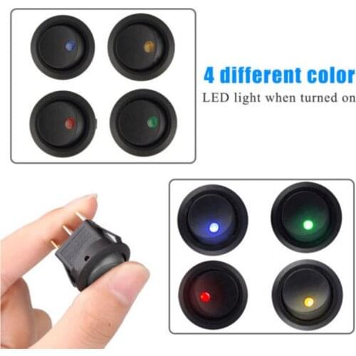 12V Car modification 5Pcs/Set ON/OFF 12V Round Rocker Dot Switch Waterproof LED Light Luminescence Toggle Switches