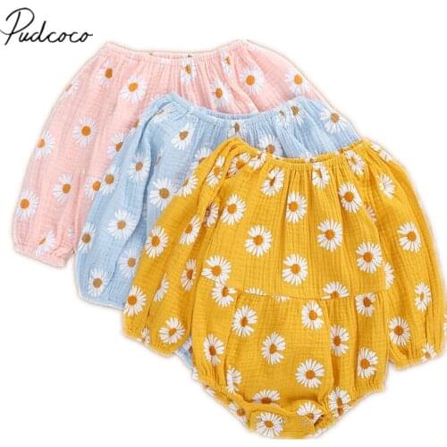 2020 Newborn Daisy Print Romper Infant Long Sleeve Round Neck Jumpsuit Casual Style Spring Autumn Playsuit