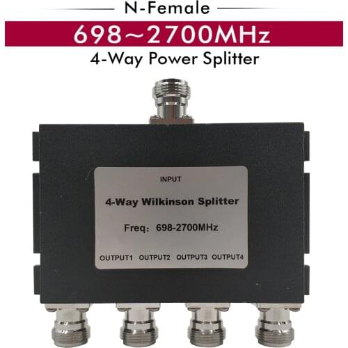 698~2700MHz 4-Way Splitter N-Female Power Splitter 1-4 Divider for 2G 3G 4G Cell Phone Signal Booster Repeater Signal Amplifier