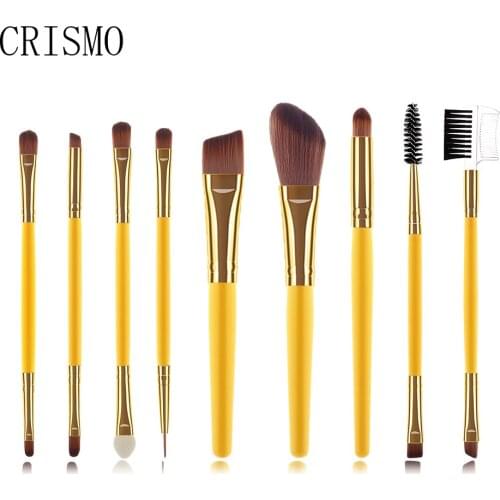 CRISMO 9Pcs Professional Makeup Brushes Eyeshadow Eyebrow Make Up Brushes Set Hair Synthetic Bristles Cosmetics Kits Beauty Tool