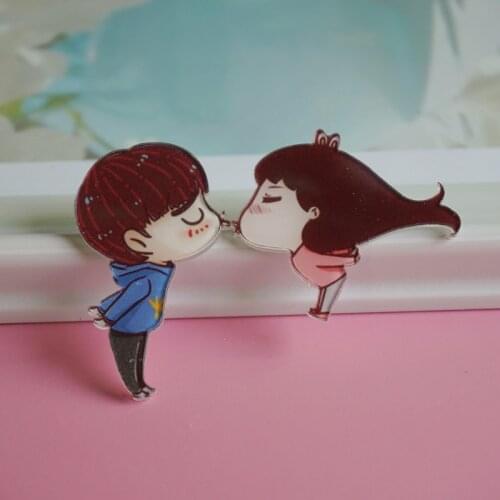 2 Pieces Acrylic Couple brooch Lover Gifts badges