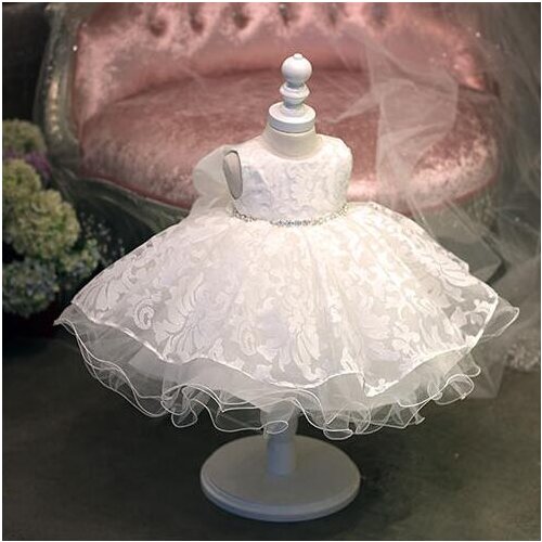 Baby Girl 1 Year Birthday White Dress Toddler Girl Party Dress Infant Baby Girl Clothes Girls Princess Dress for 0-6 year