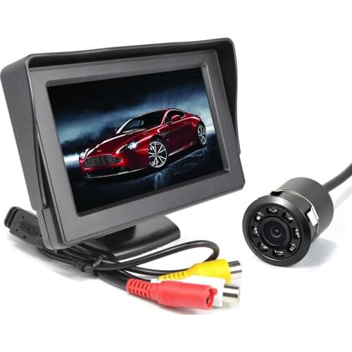 Free shipping ! 4.3"TFT LCD Car Monitor With 8pcs LED HD Backup camera (18.5MM)