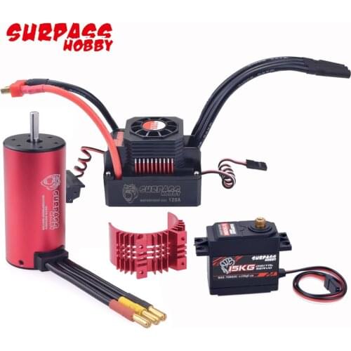 Surpass Hobby 3670 2650KV 3-6S Sensorless Brushless Motor With 120A Waterproof Brushless ESC For 1/10 1/8 RC Car Truck Buggy Toy