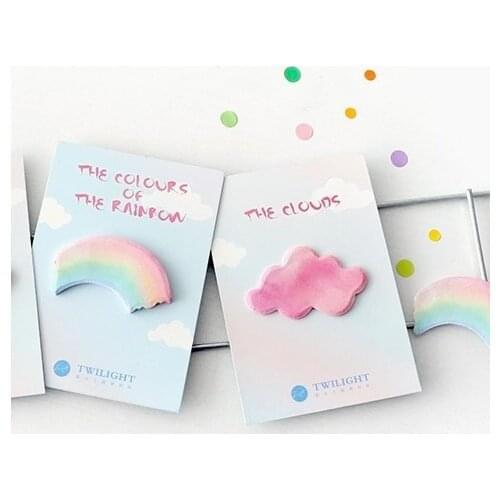 Rainbow Pink Clouds Memo Pad Self Adhesive Paper Sticky Notes Bookmark School Office Stationery Supplies Note Pad Tools
