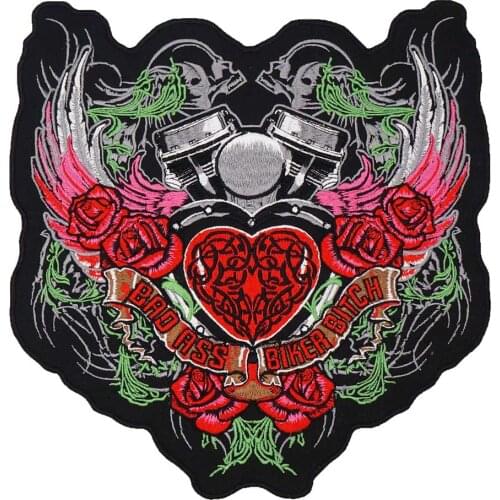 LARGE LADY BIKER ROSE SKULL MOTORCYCLE BACKING Embroidered biker Patches