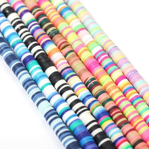 400pcs/lot 6mm Mixed Color Flat Round Polymer Clay Beads Chip Disk Loose Spacer Handmade Beads for DIY Jewelry Making Bracelets