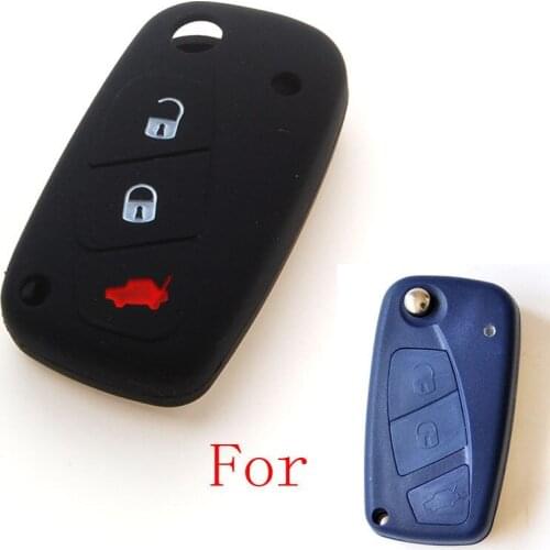 Black / Orange / Green 3 Buttons Flip Blank Key Case Fob Silicone Cover for Punto Ducato Stilo Panda Car-styling Covers