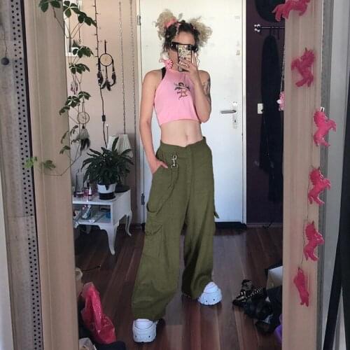 European and American explosion models ins wind street trend 2020 winter dance leisure forest tooling trousers wide leg pants